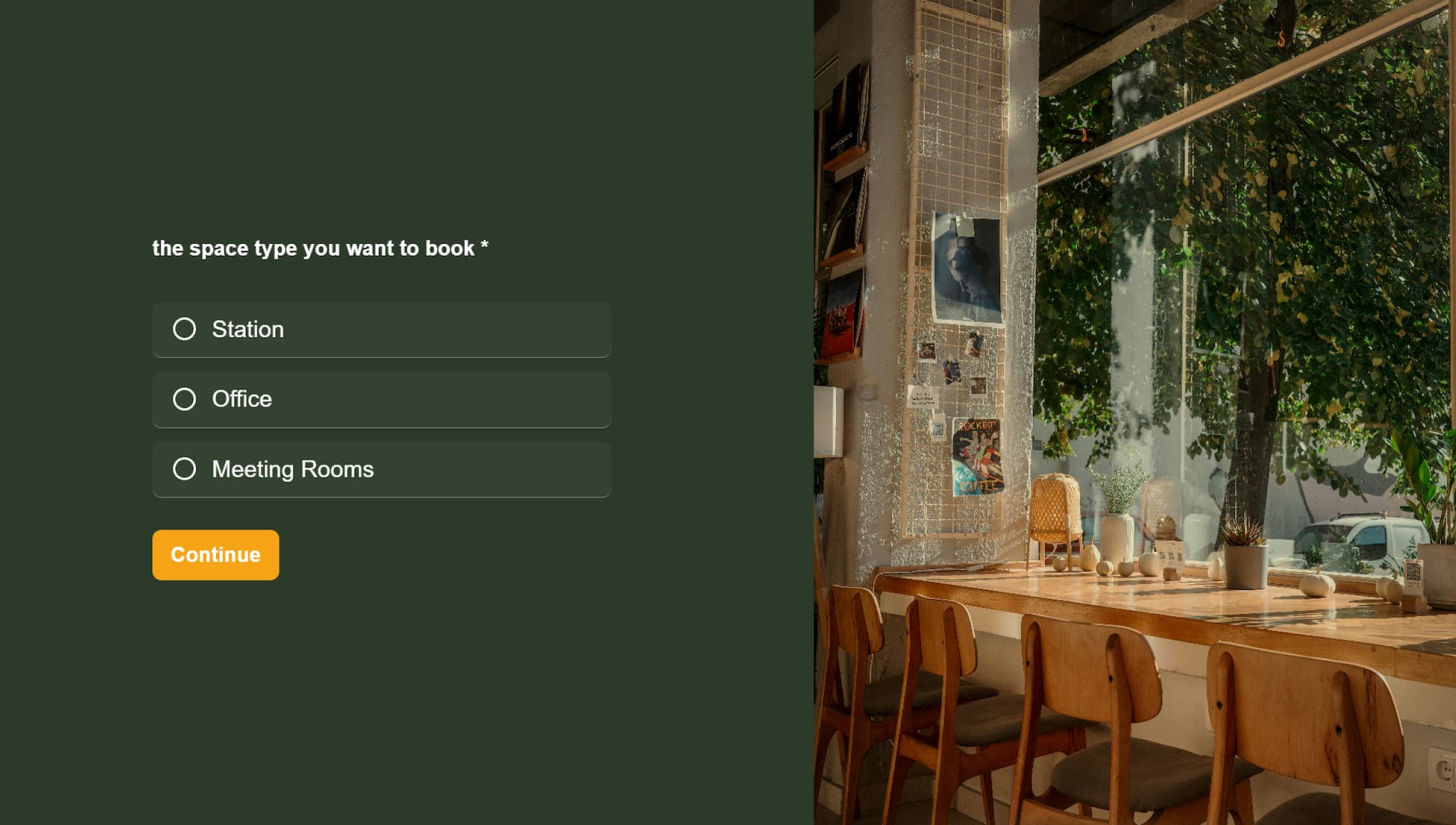 Coworking space booking form