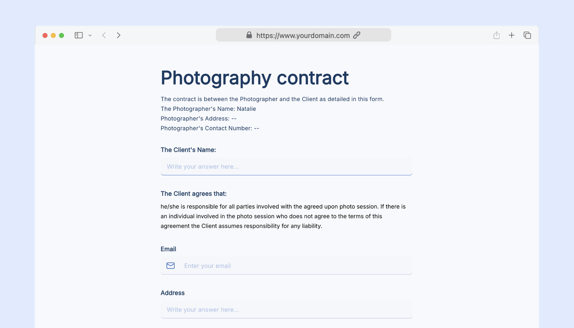 Photography contract