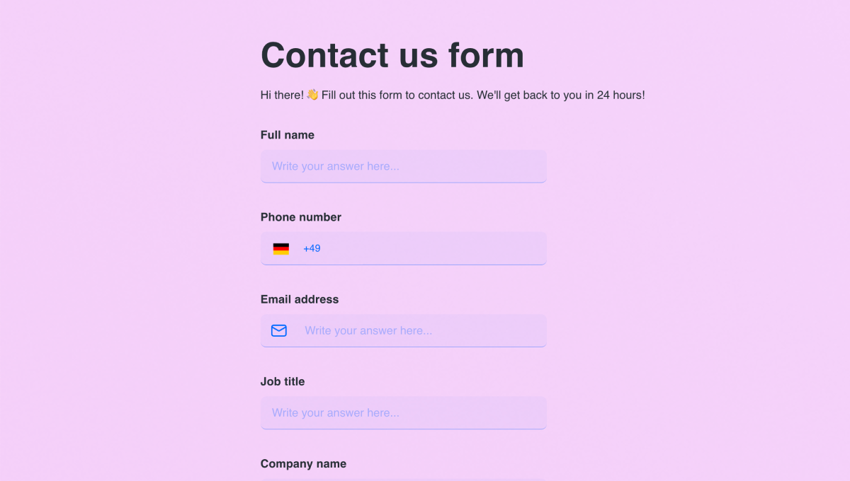 Client contact information form