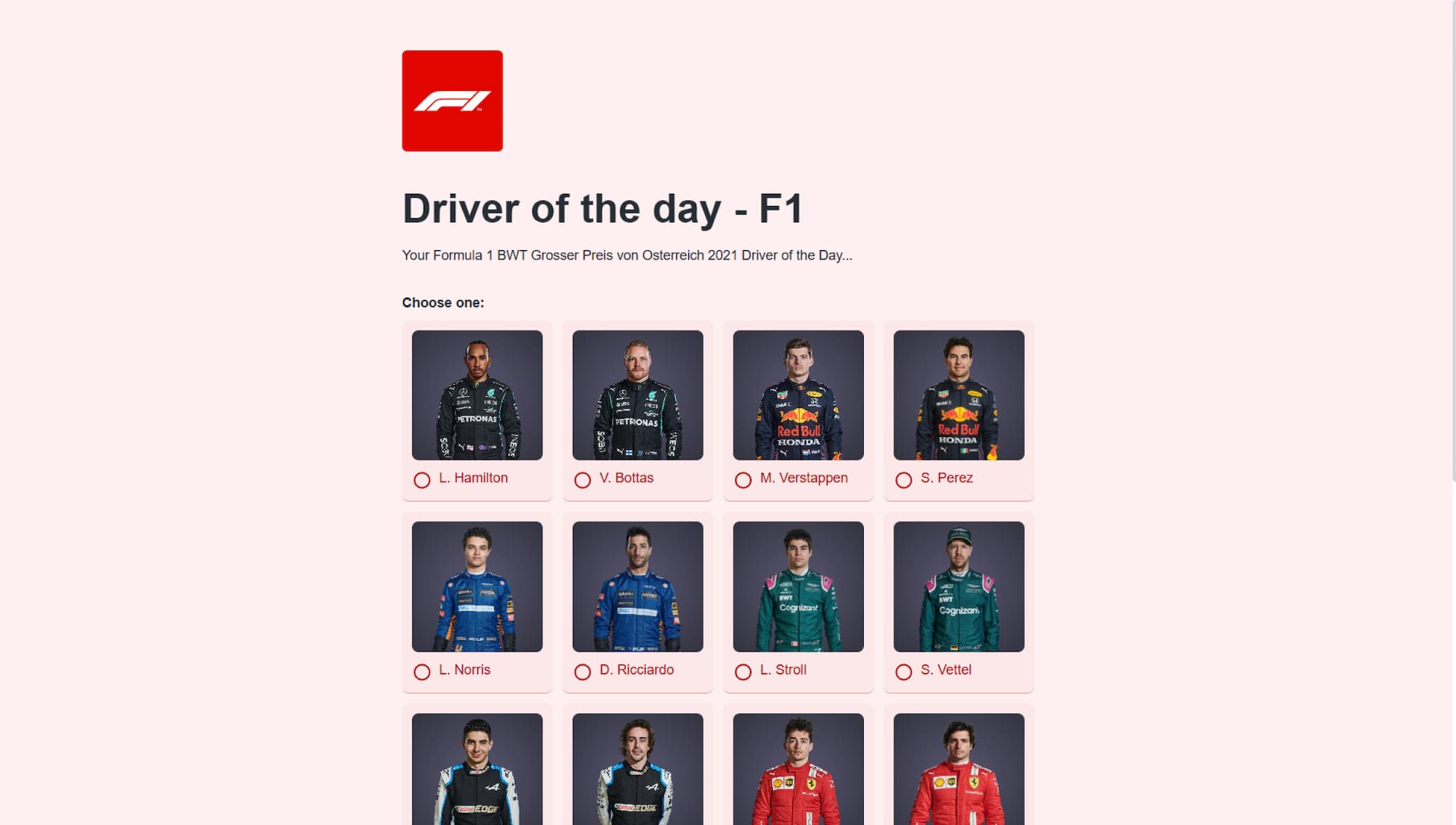 Driver of the day - F1