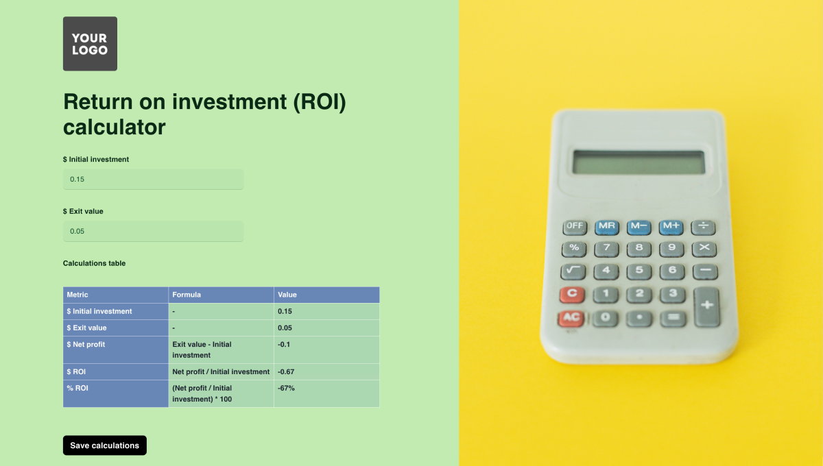 Return on investment calculator