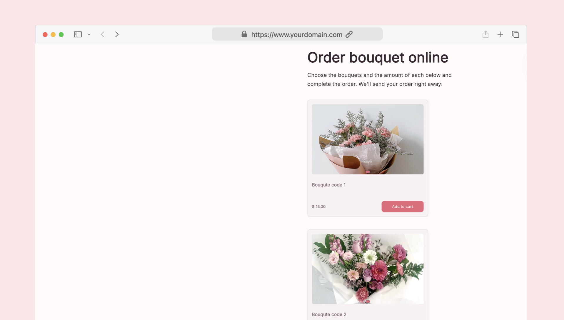 Online order form with a discount