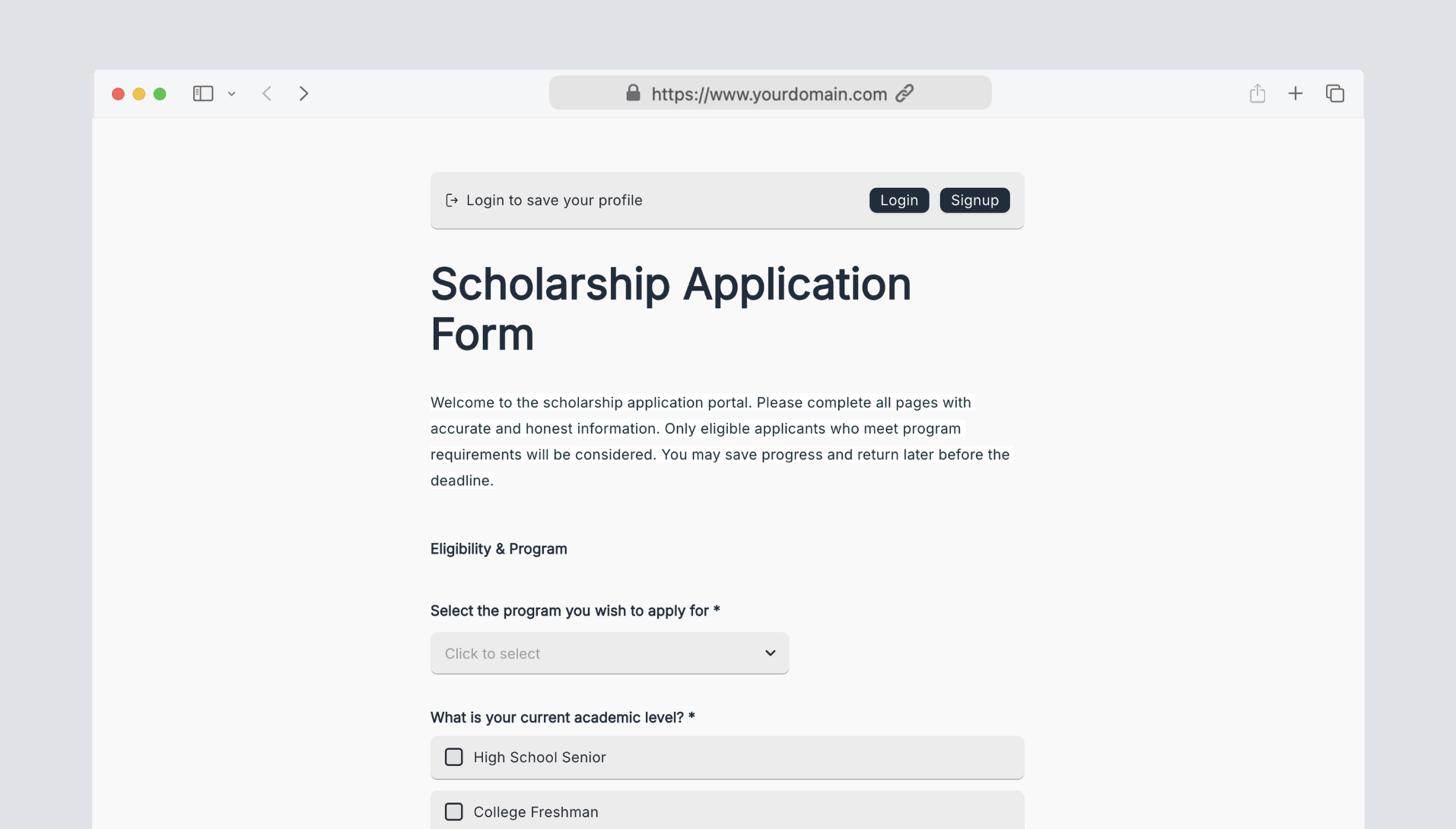Scholarship Application Form