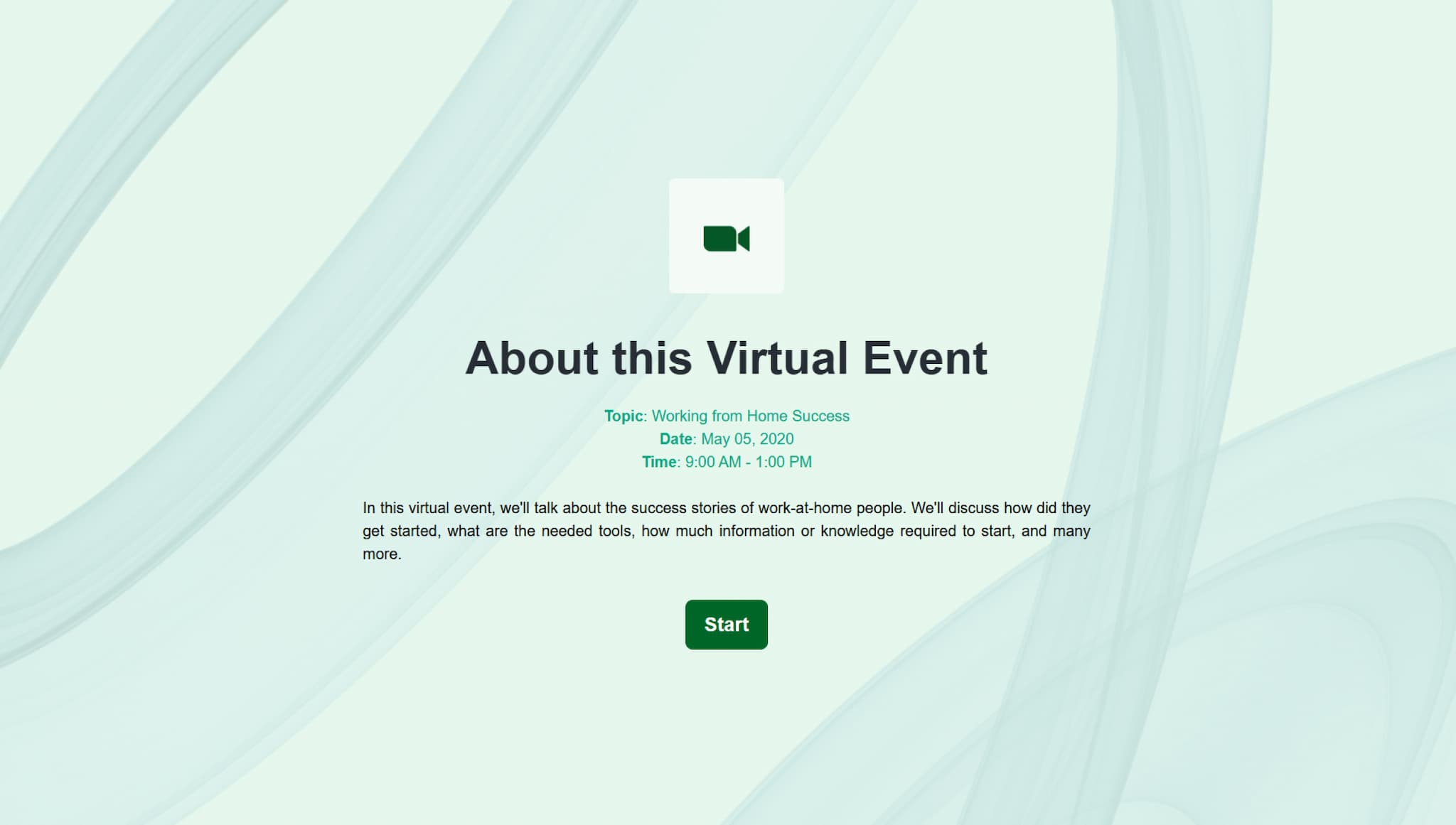 Virtual event registration