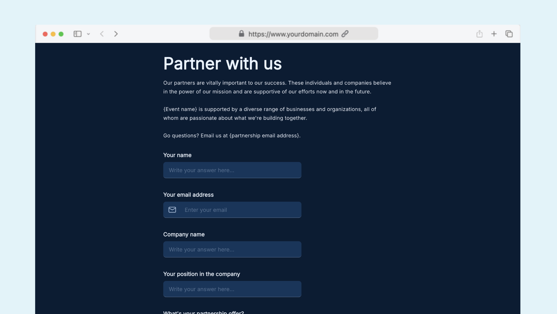 Event partnership application form