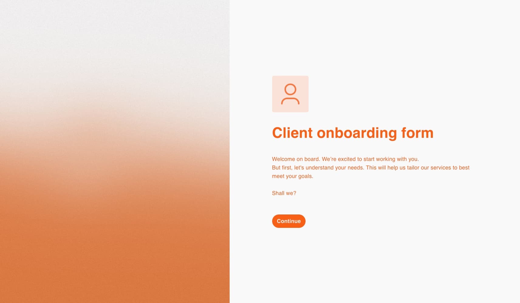 Client onboarding form