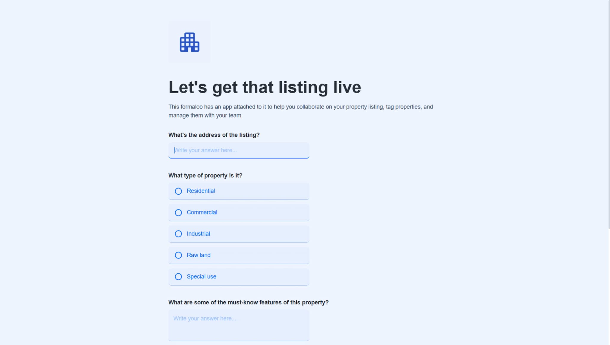 Real estate listing