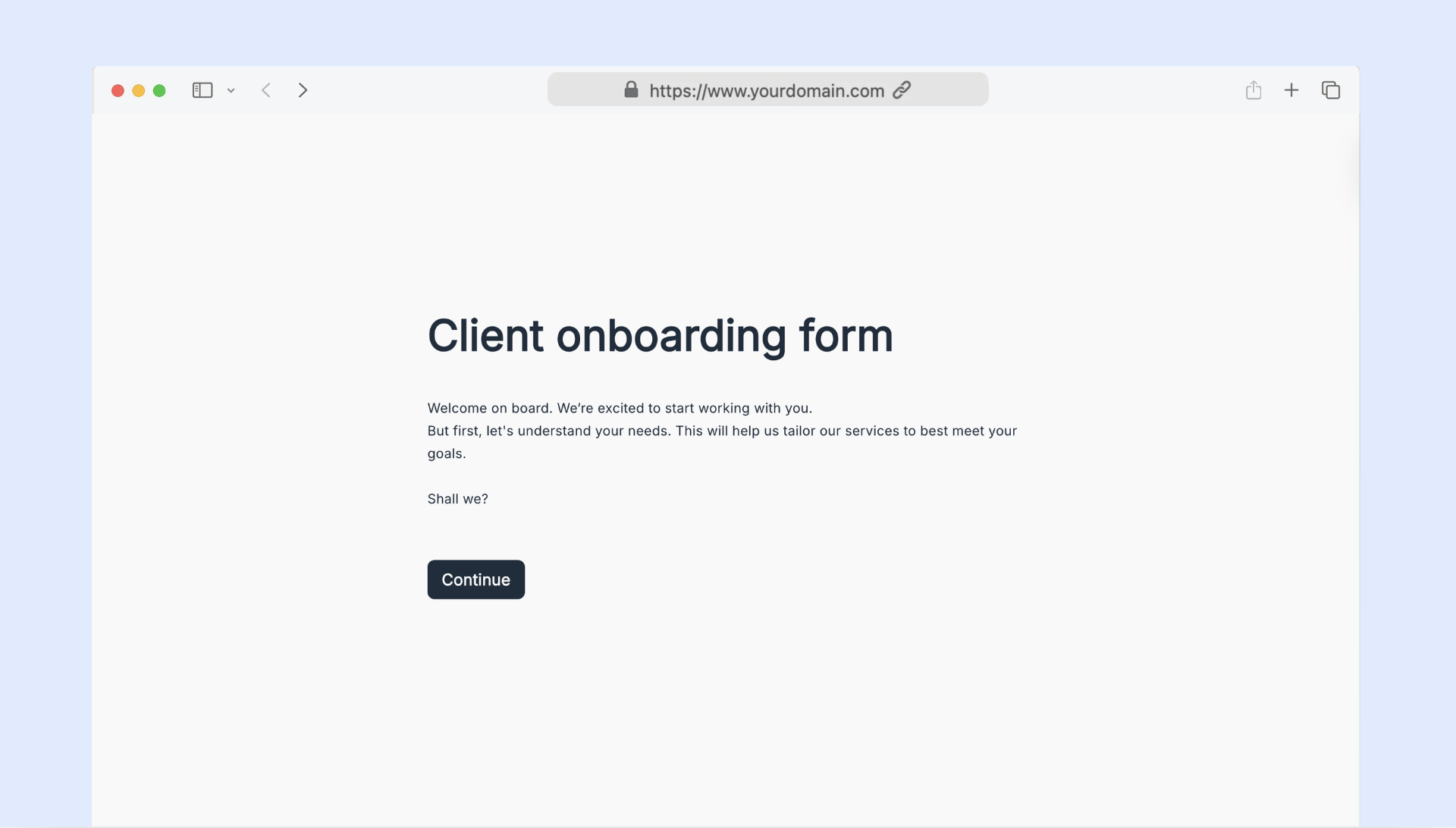 Client onboarding form
