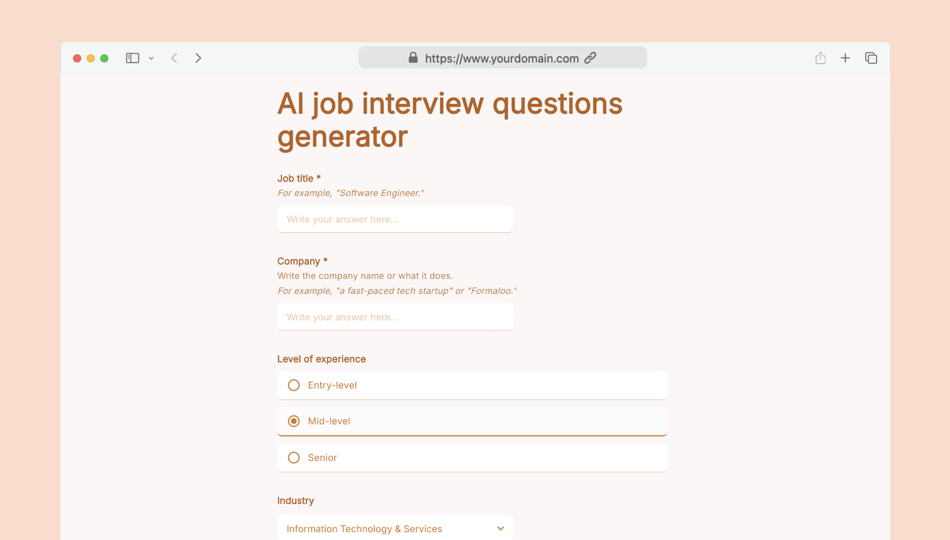 AI job interview questions generator