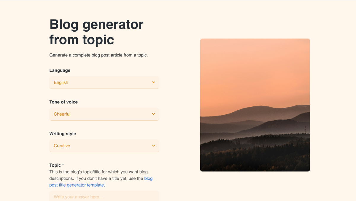 Blog generator from topic