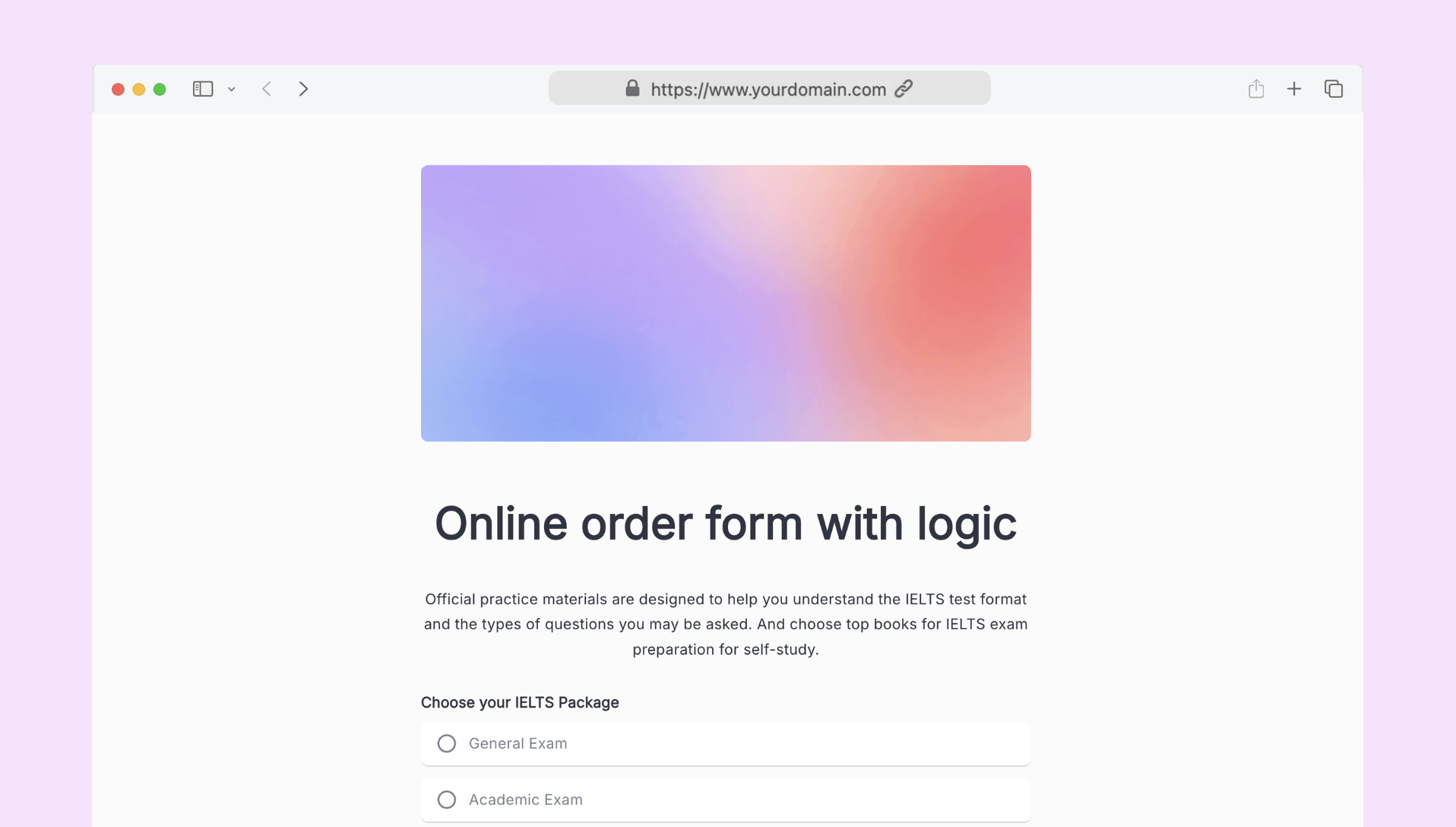 Online order form with logic