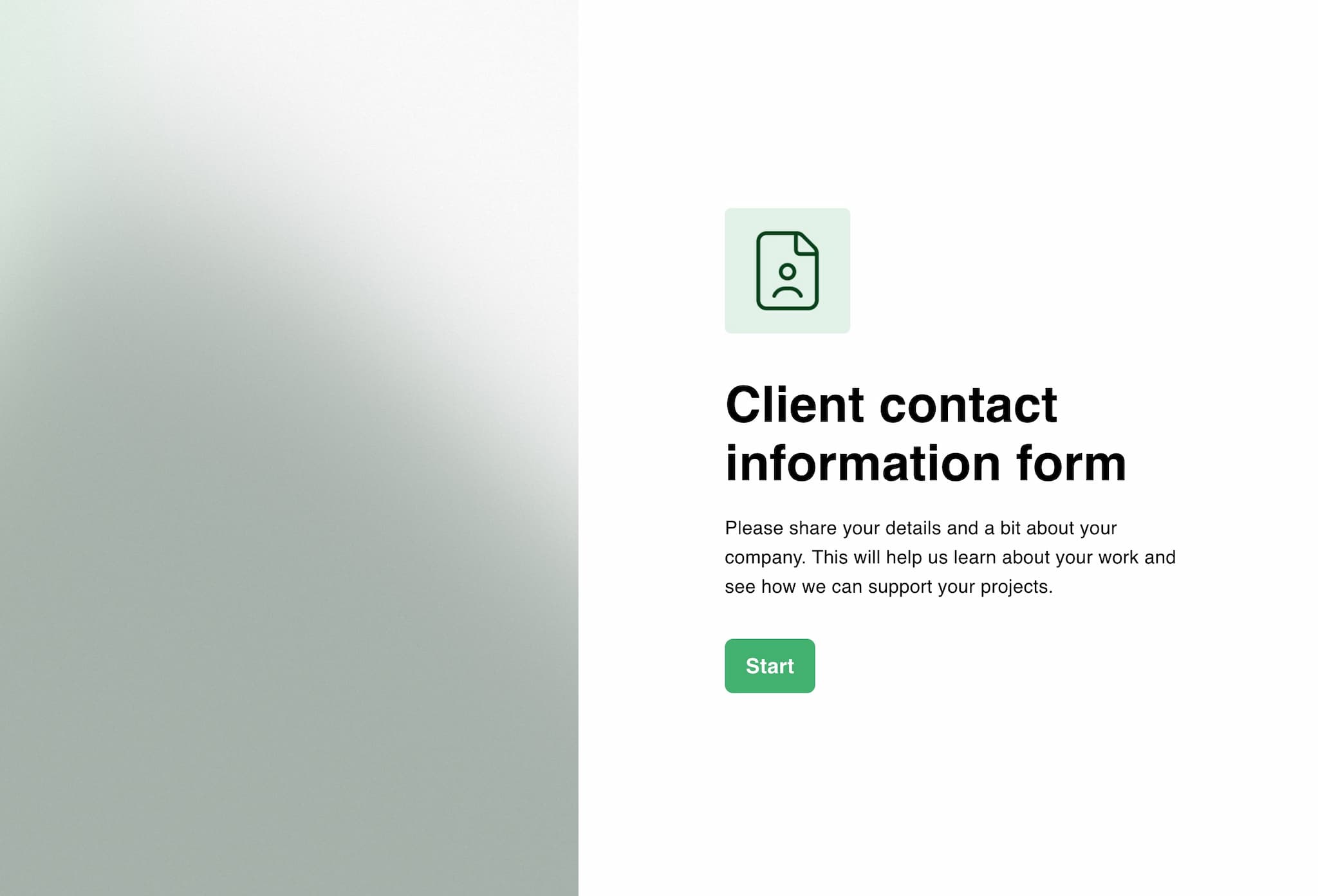 Client contact information form