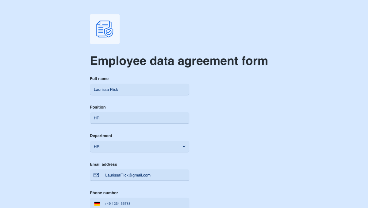 Employee data agreement form