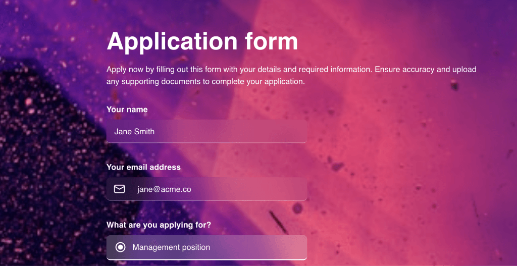 Application form