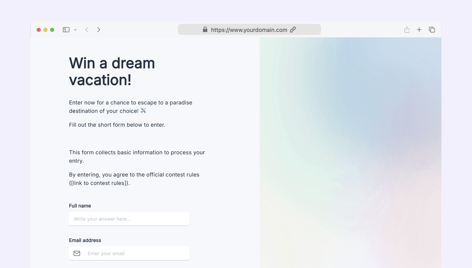 Contest entry form