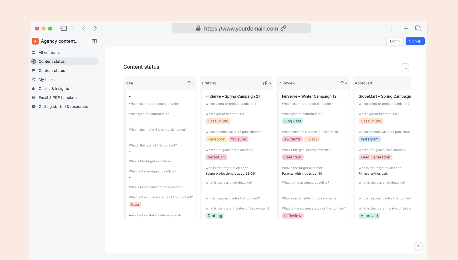 Agency content calendar