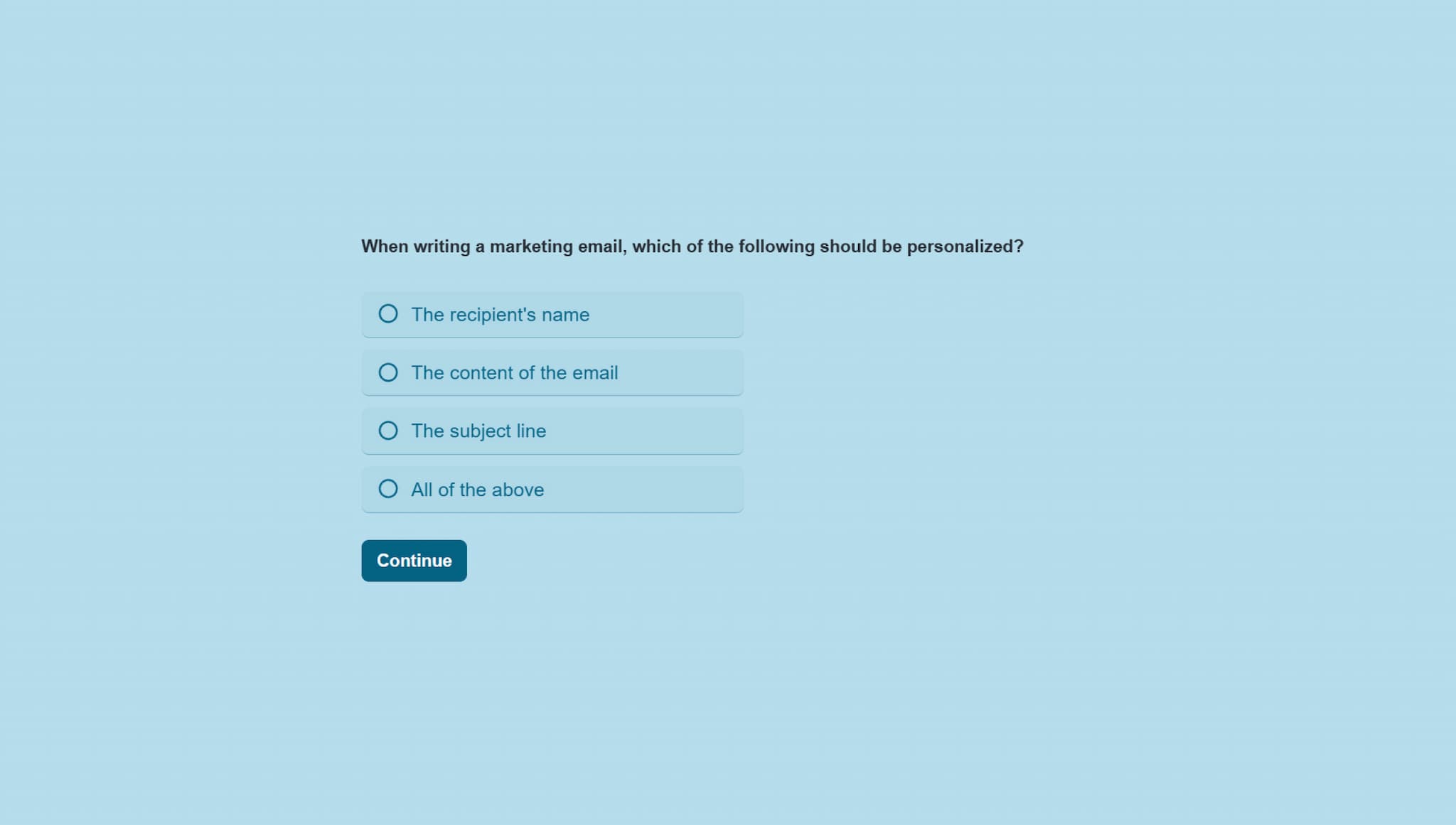 Lead generation quiz