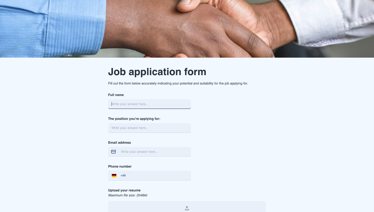 Job application form