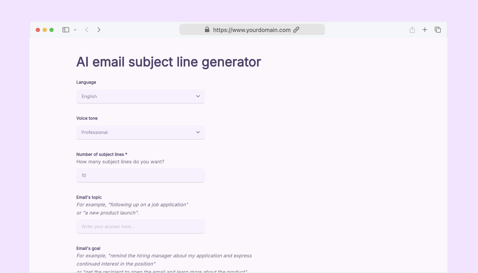 AI email subject line generator