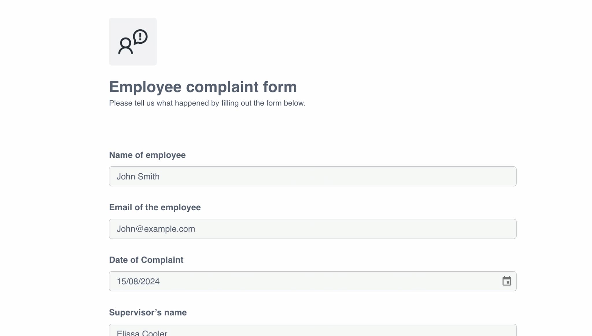 Employee complaint form