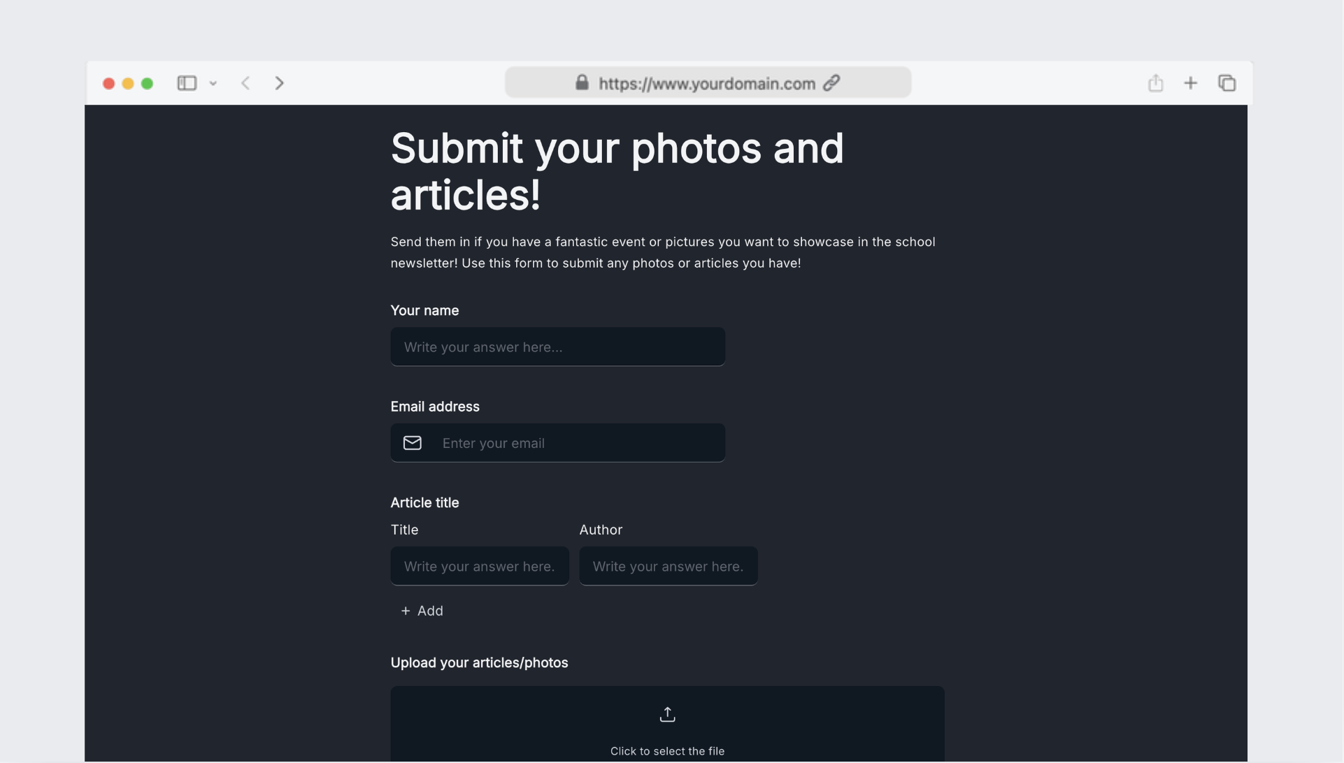 Article submission form