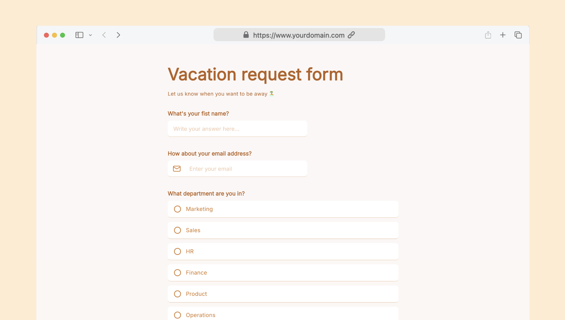 Vacation request form