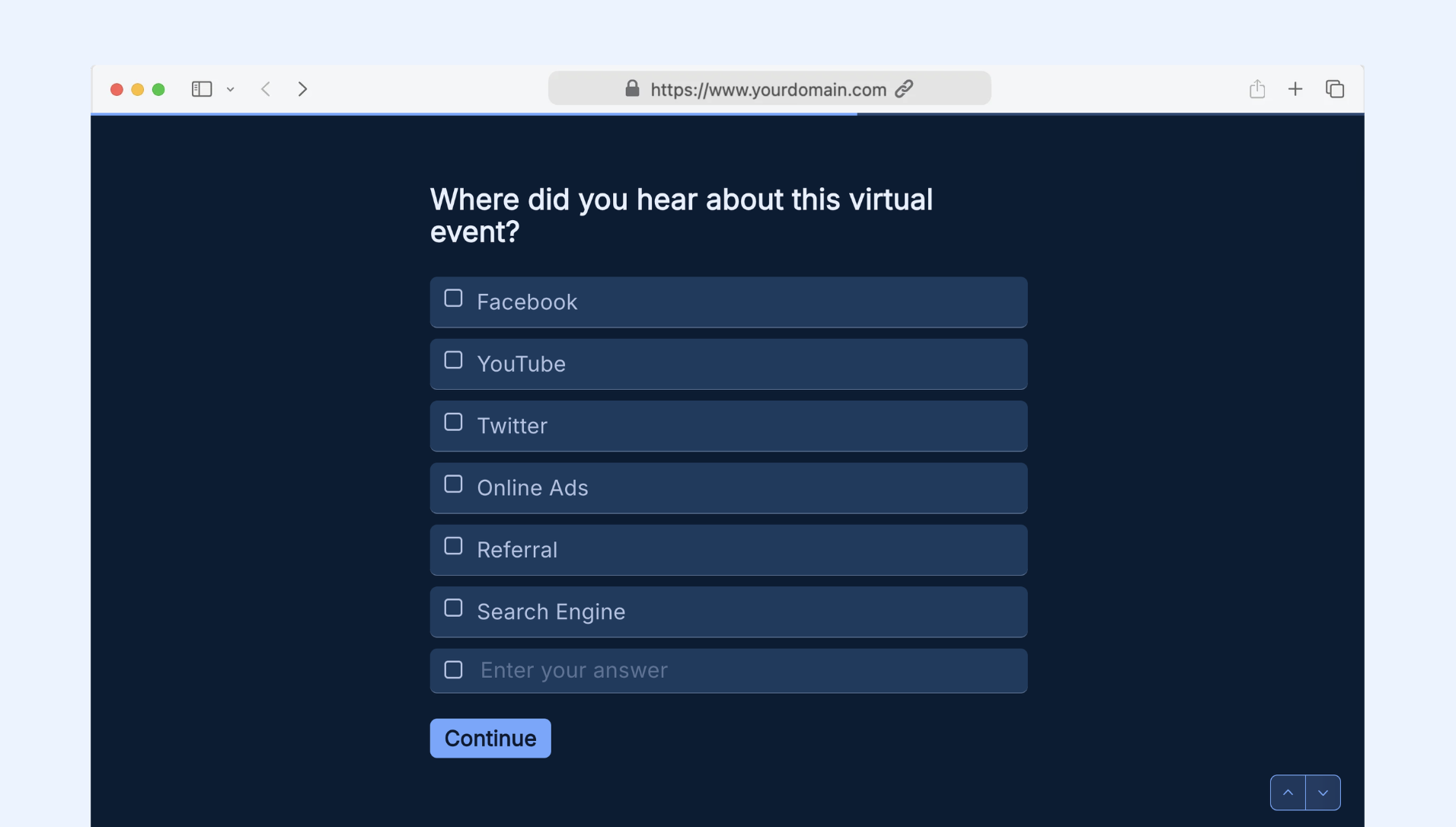 Virtual event registration
