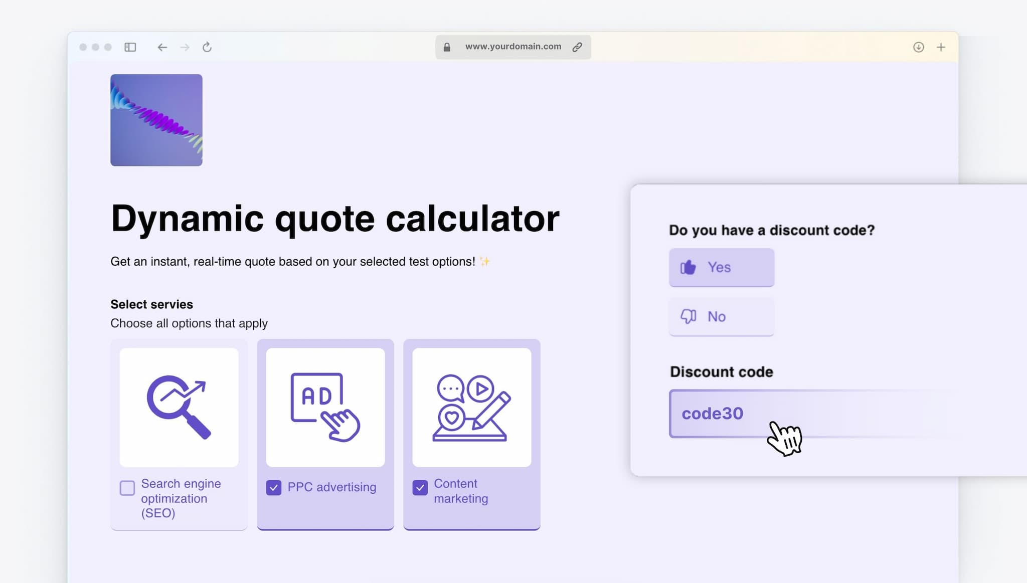 Dynamic quote calculator