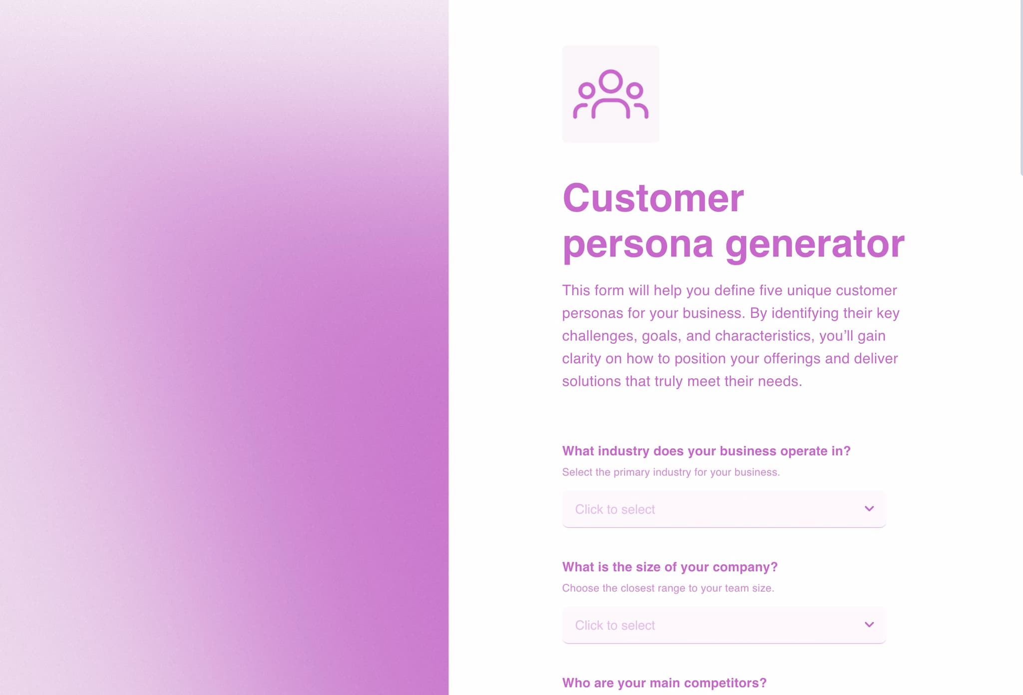 Customer persona generator