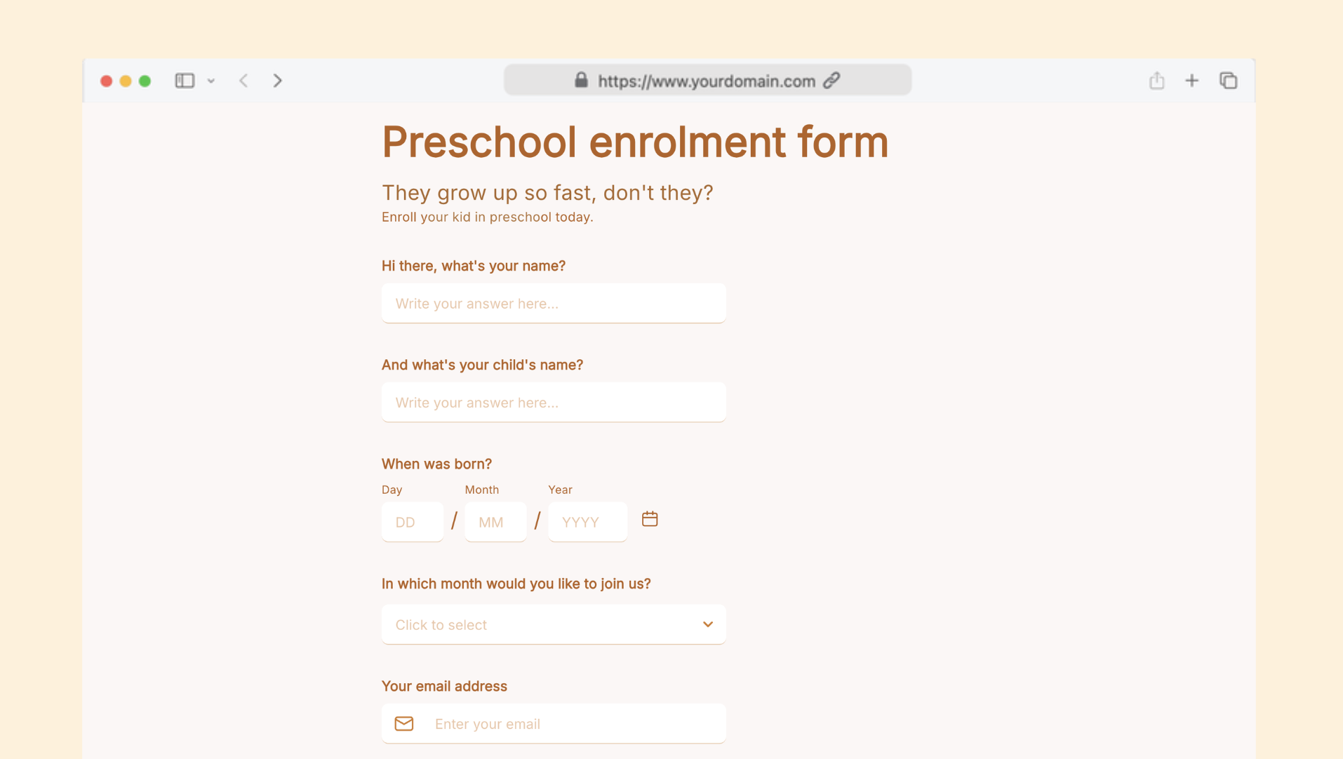 Preschool enrolment form