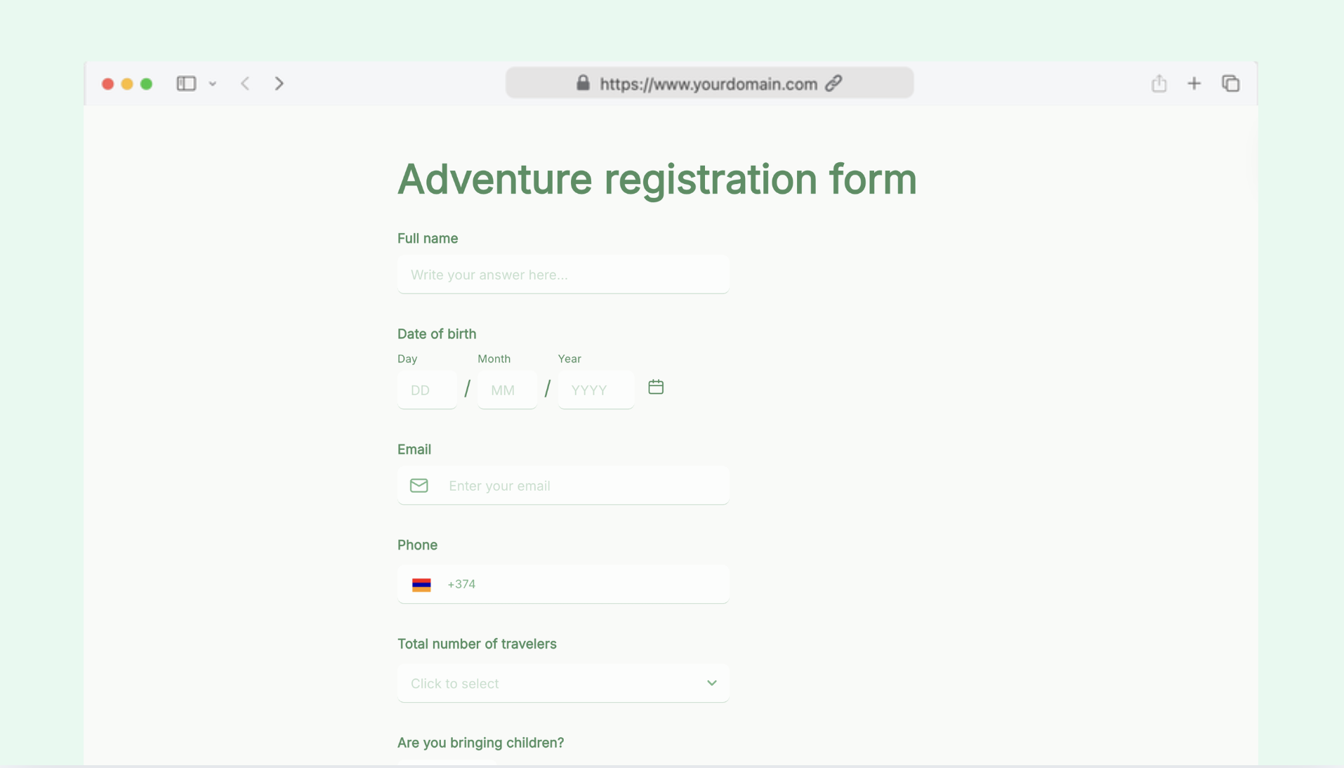 Adventure registration