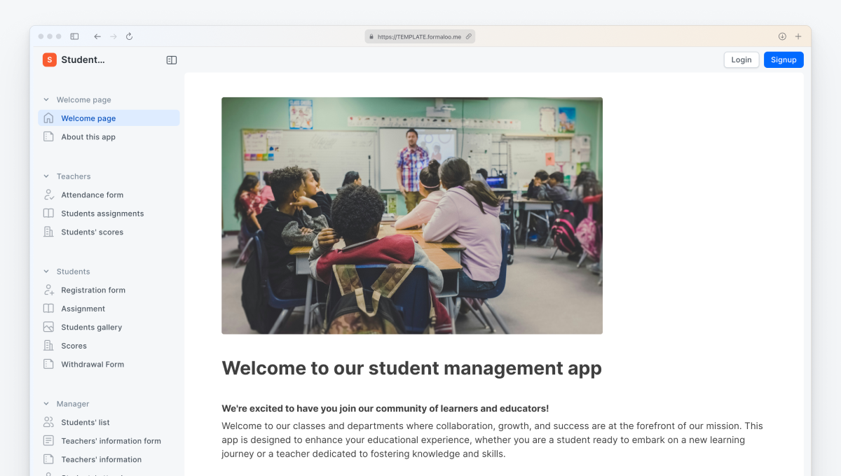 Student management portal