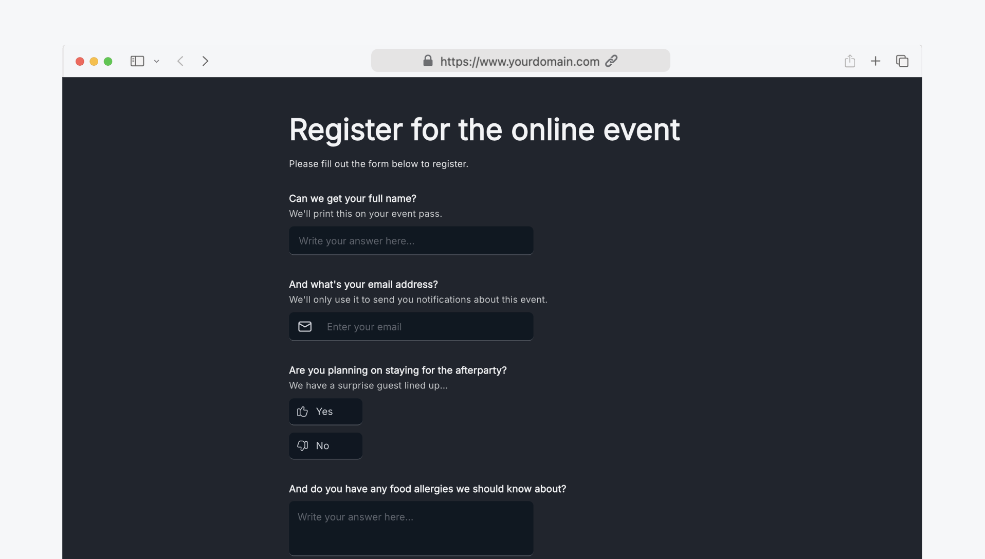 Online event registration