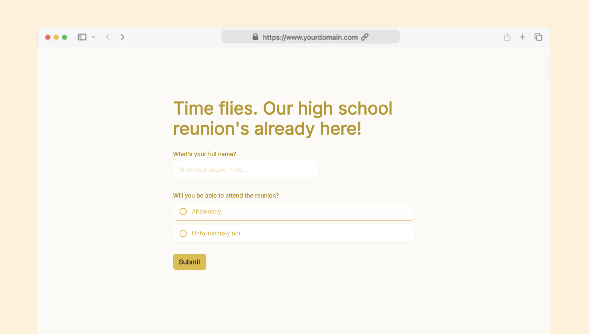 Reunion registration form