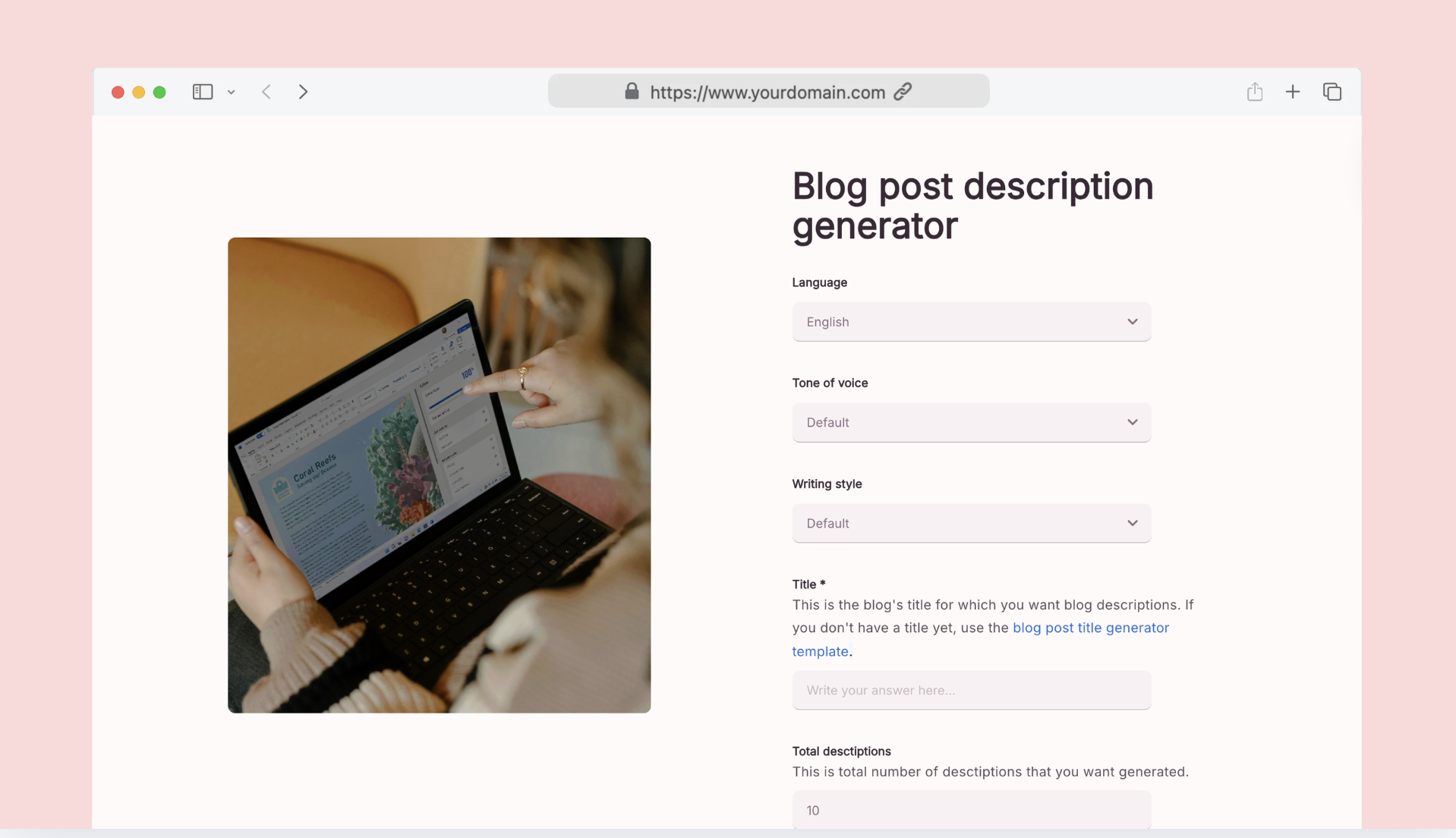Blog post description generator