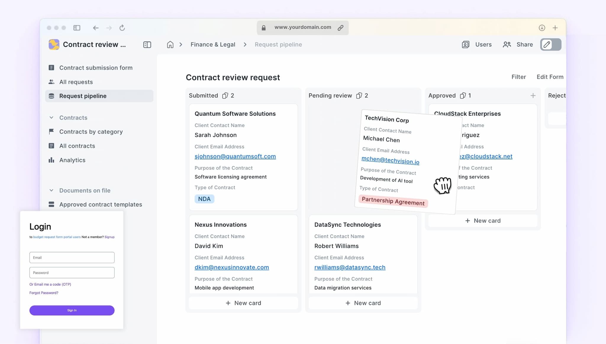 Business contract review and approval workflow