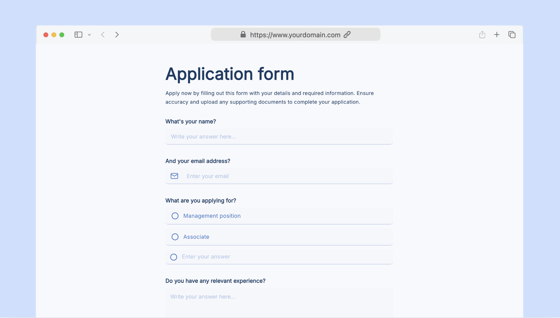 Application form