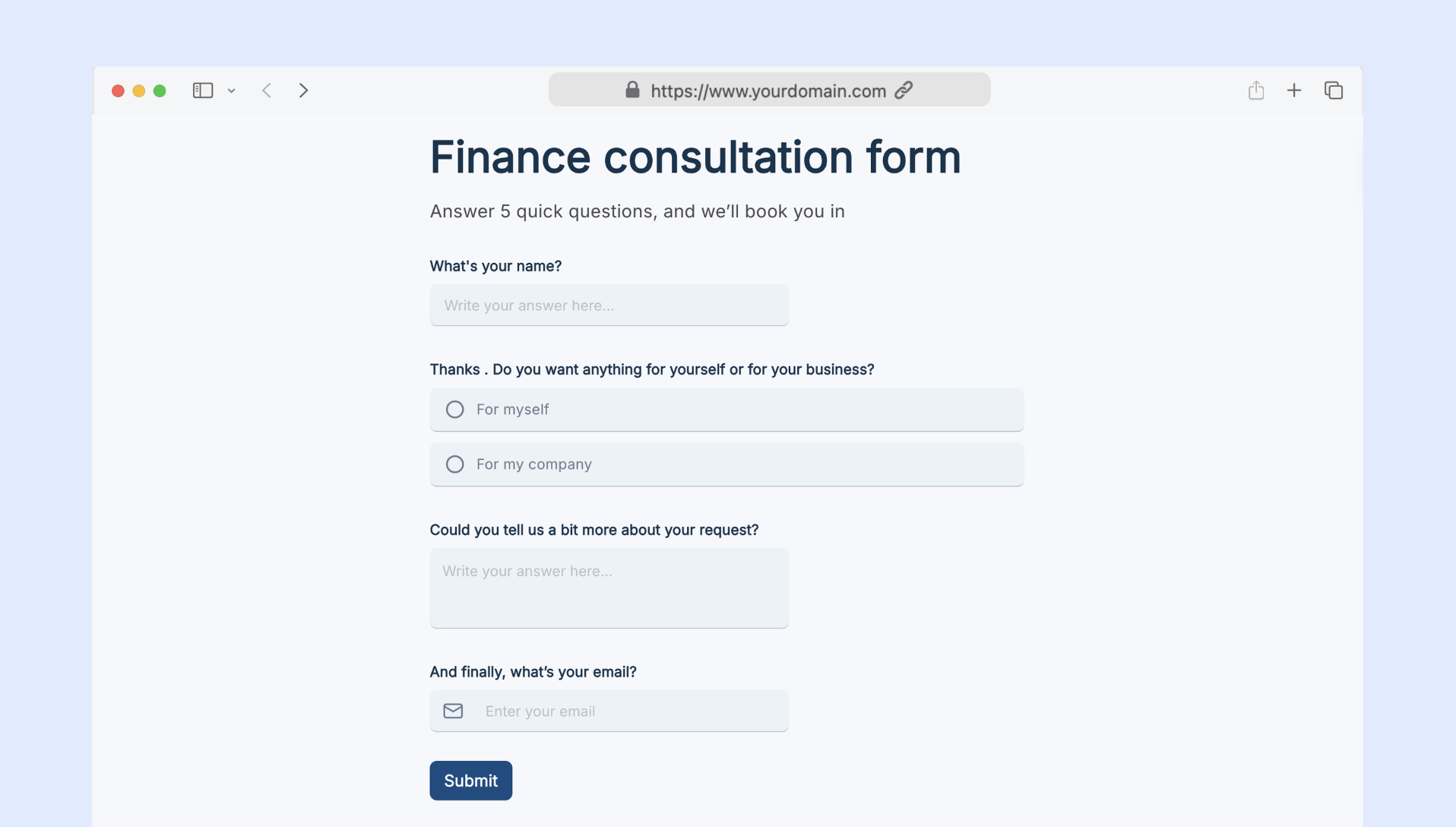 Finance consultation form