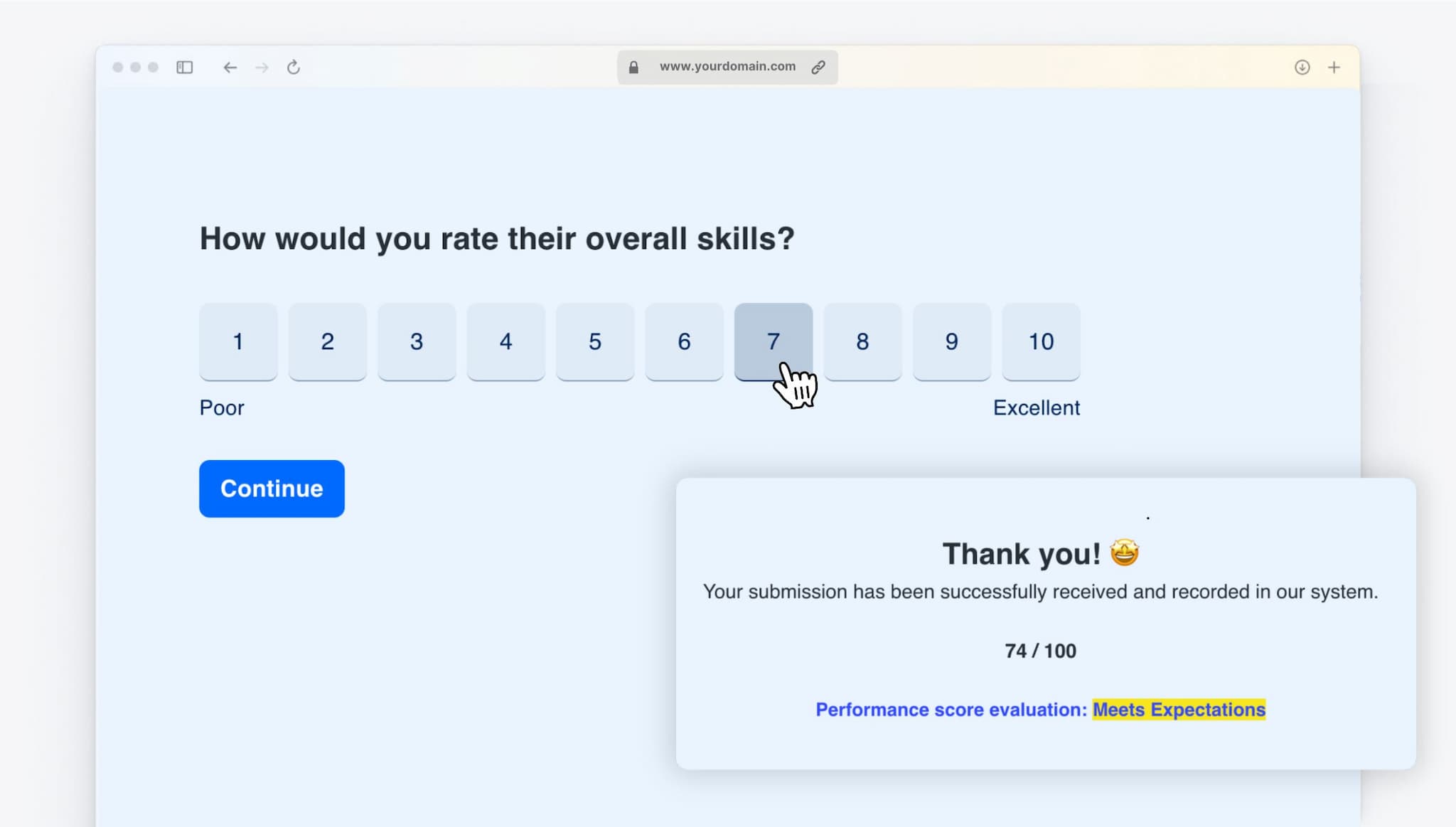 Multi-step evaluation scoring form