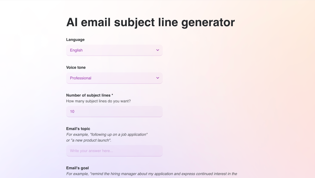 AI email subject line generator