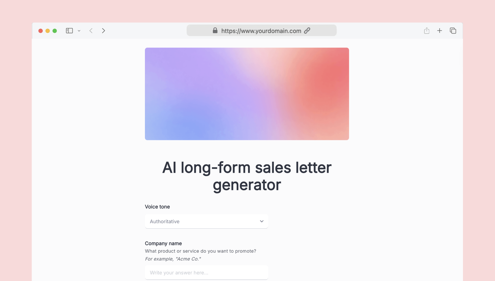AI long-form sales letter generator