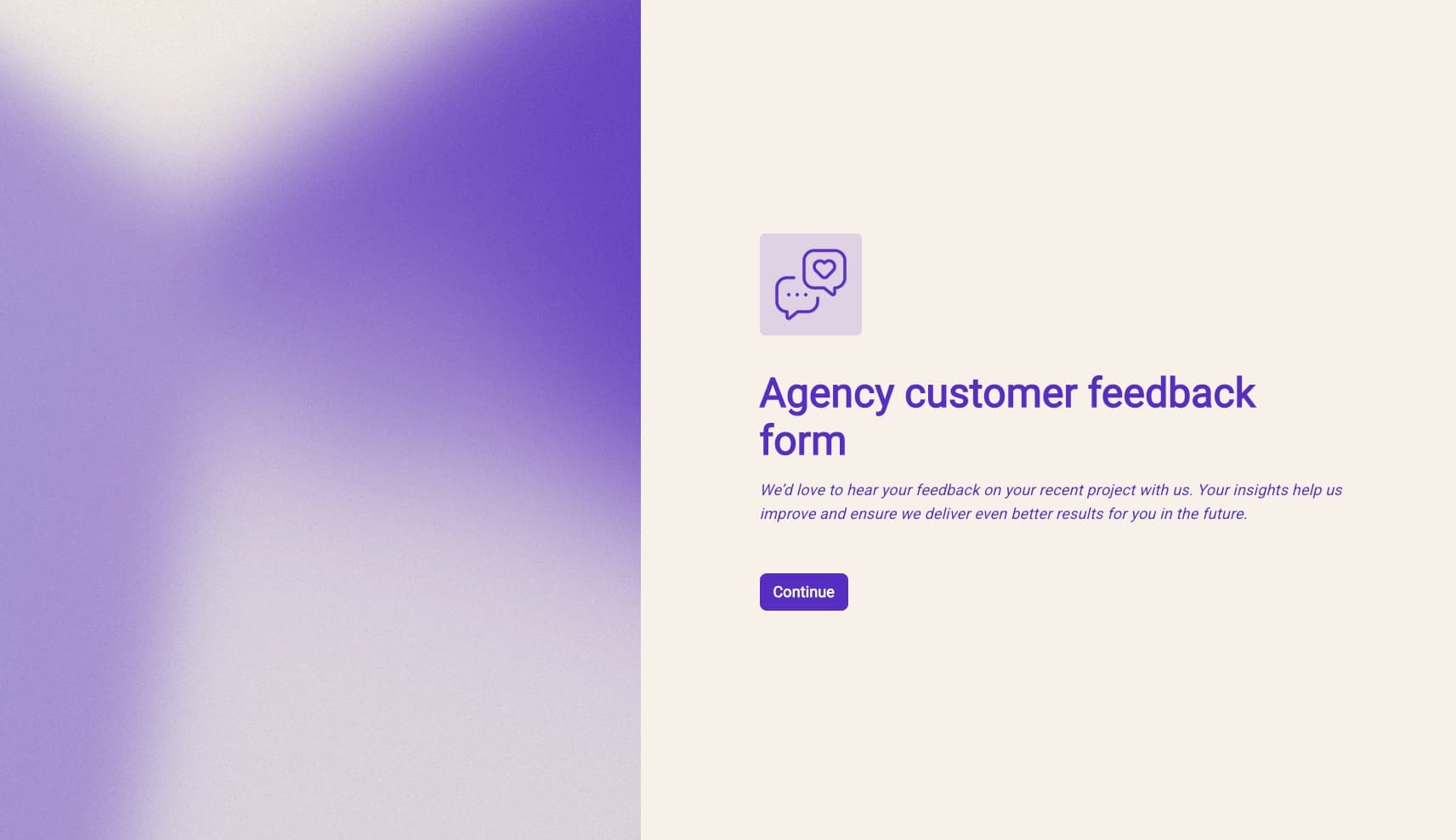 Agency customer feedback form