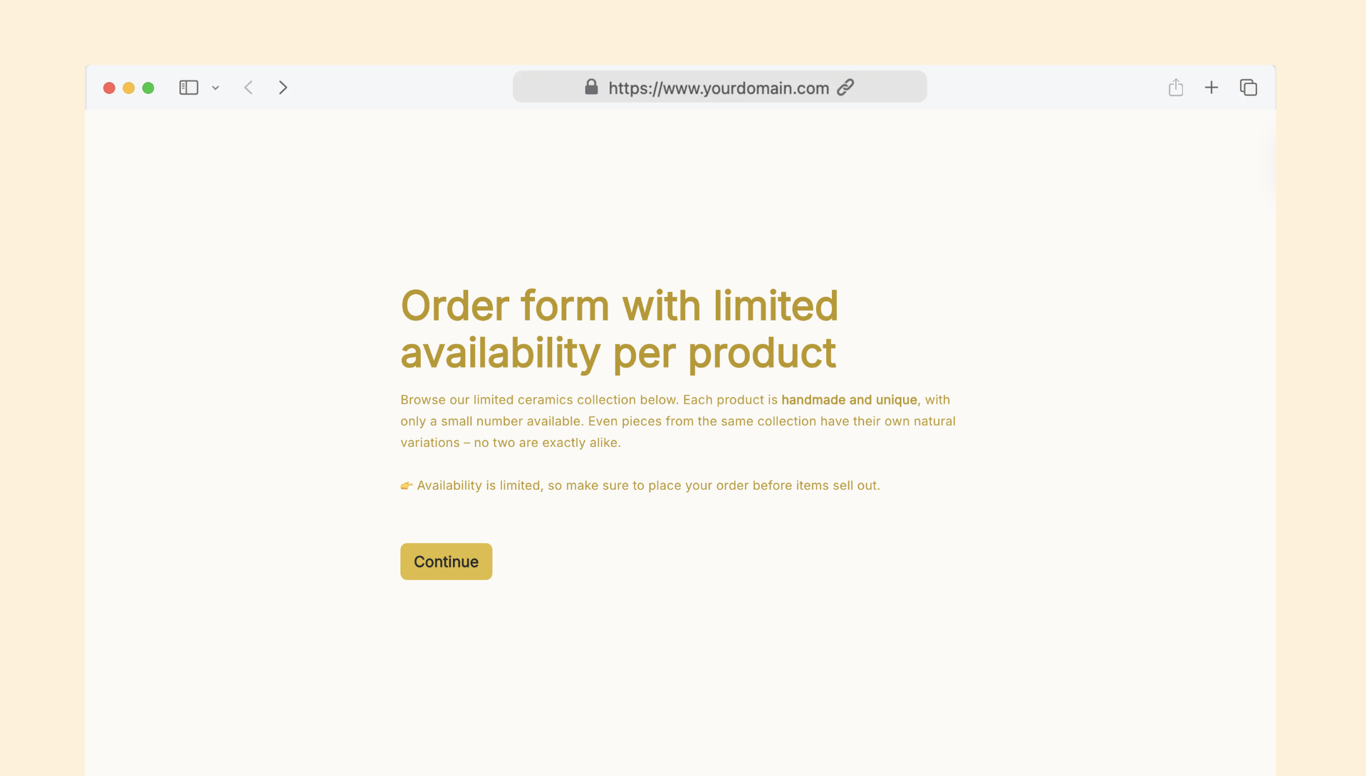 Order form with limited availability per product