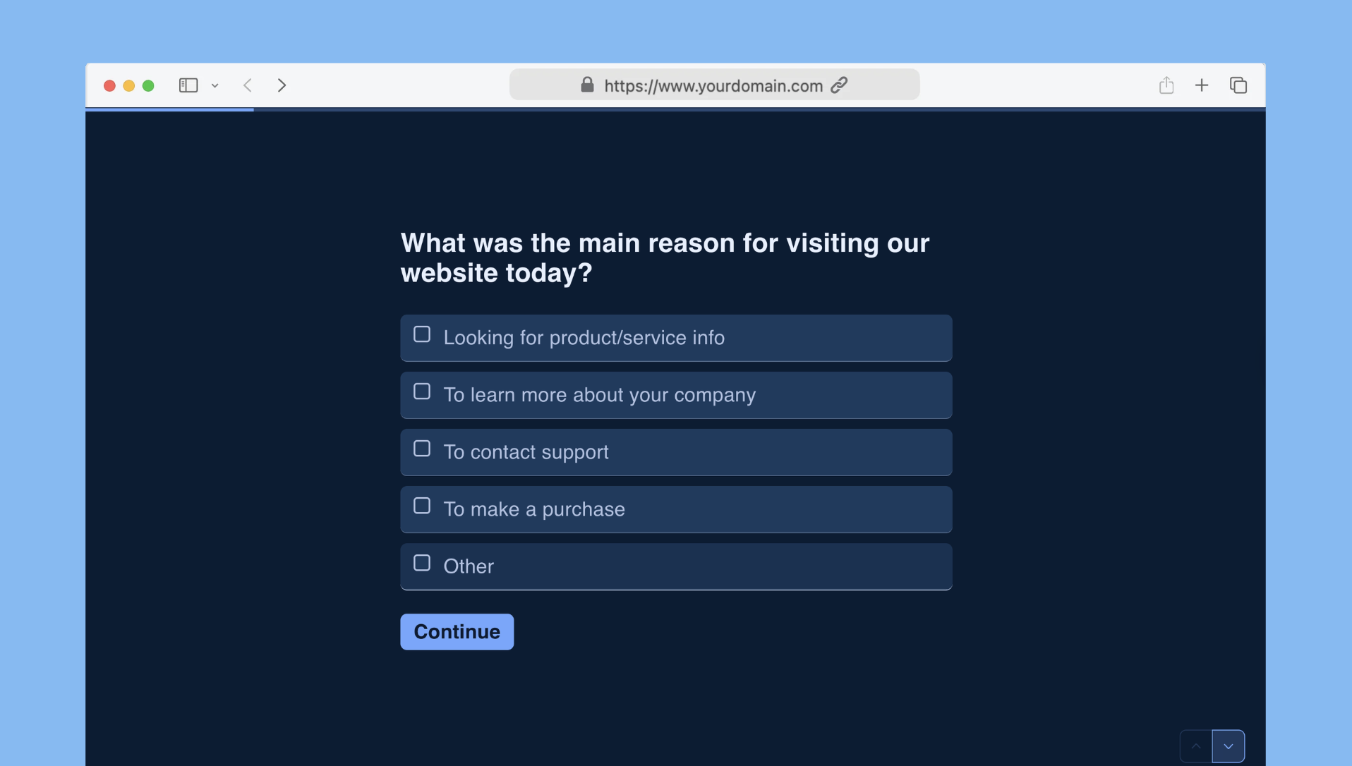 Website feedback survey