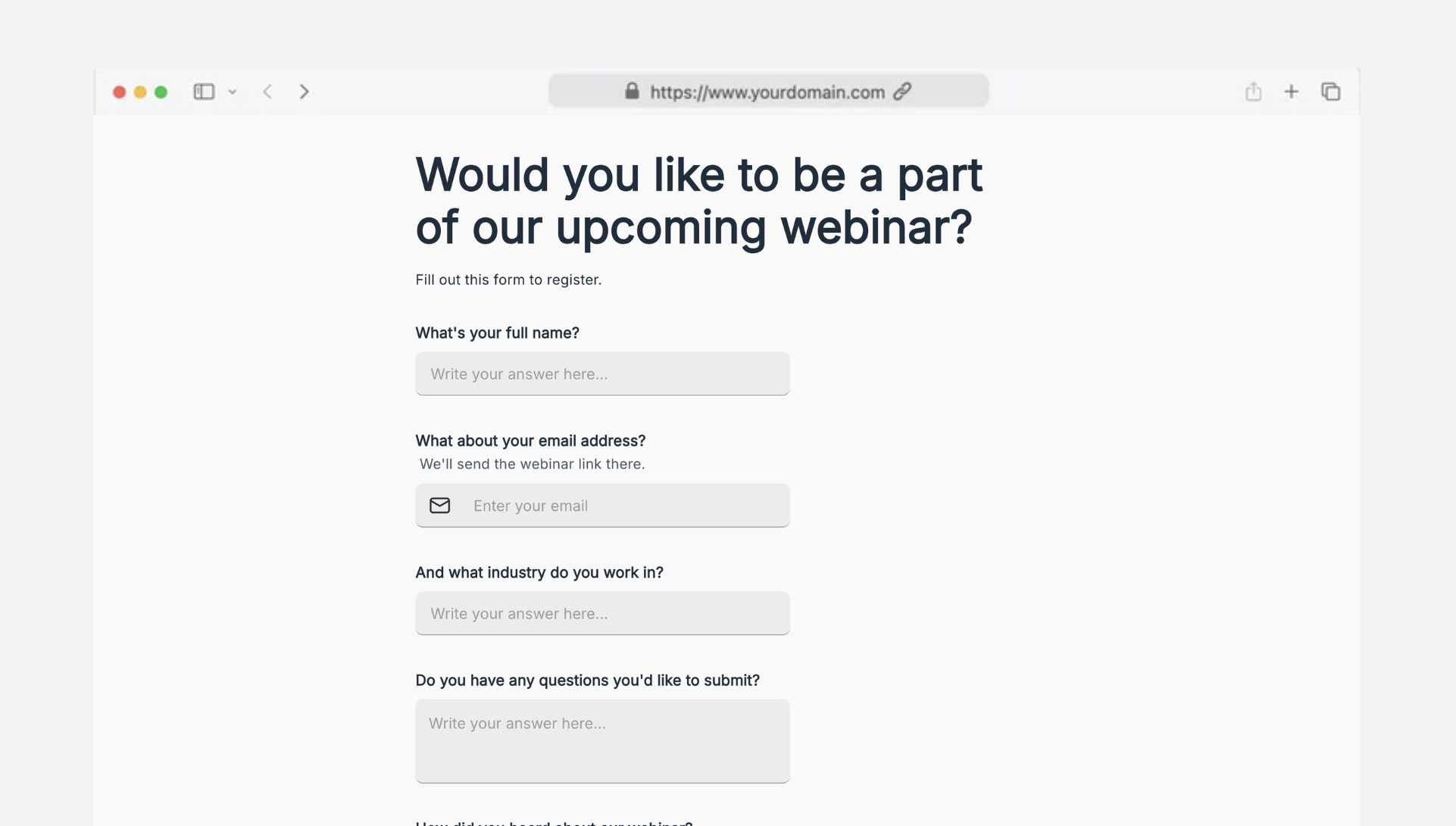 Webinar registration form