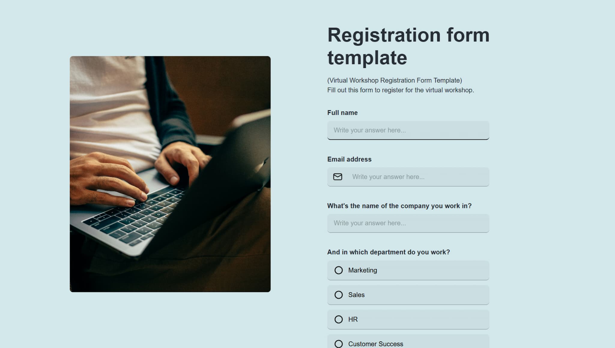 Registration form template