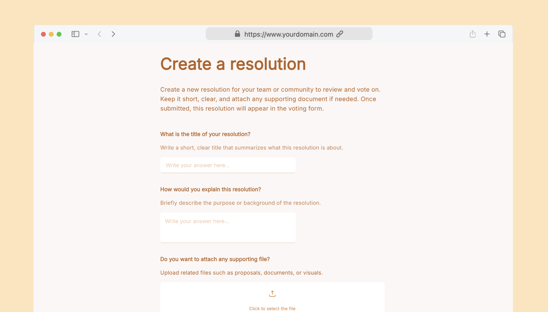Create a resolution
