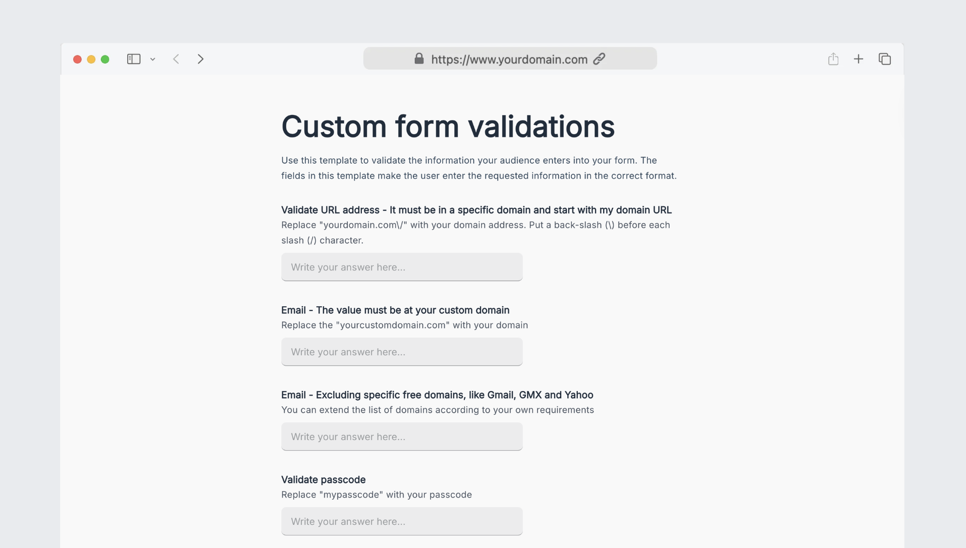 Custom form validations