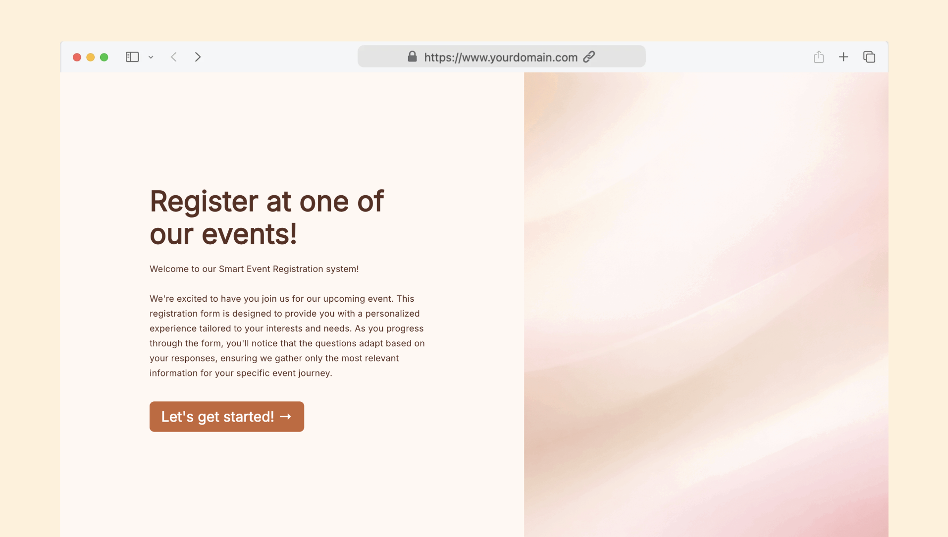 Event registration form with logic & payment