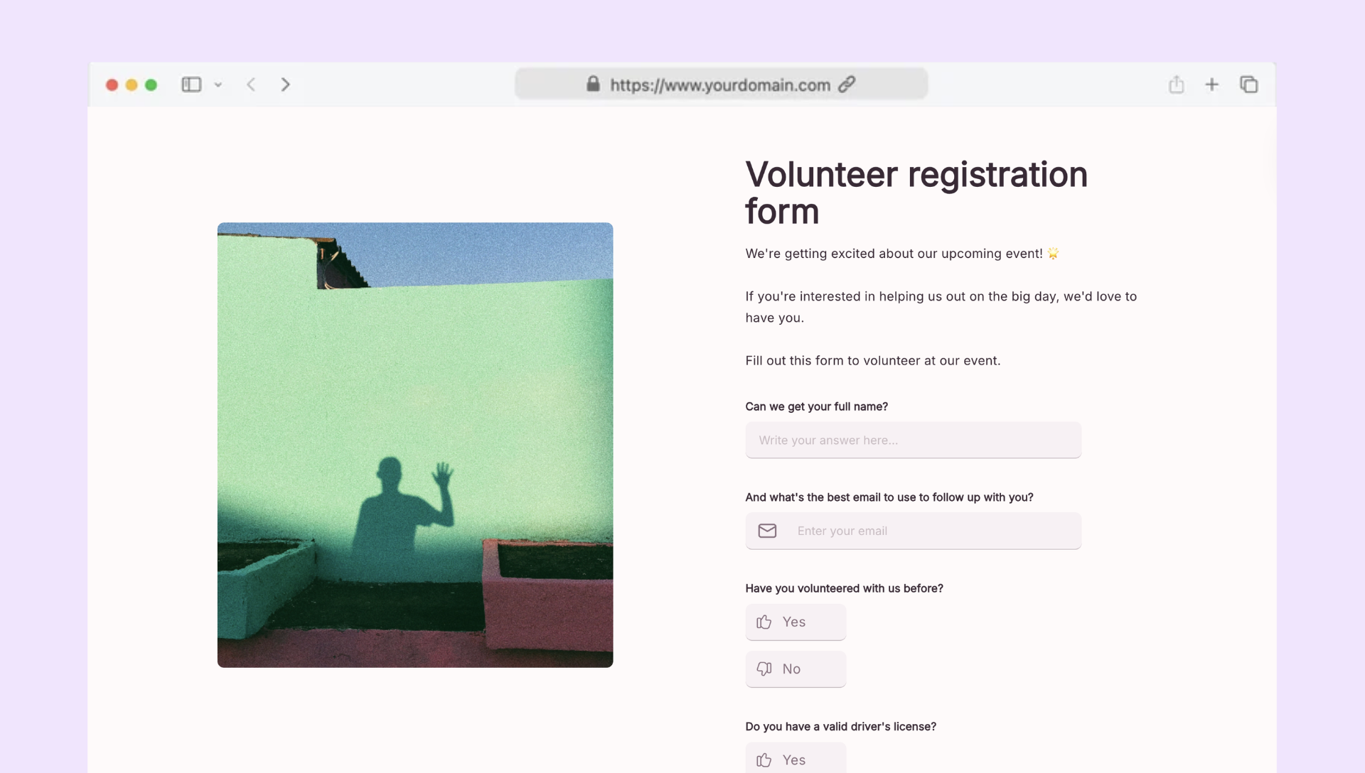 Volunteer registration form